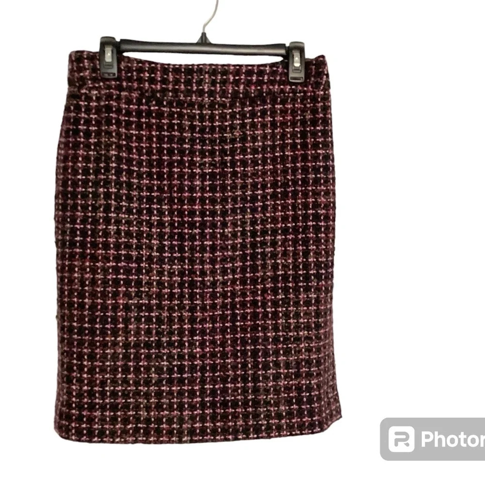 Ann Taylor skirt womens SZ 4 classic professional check wool blend sophi…